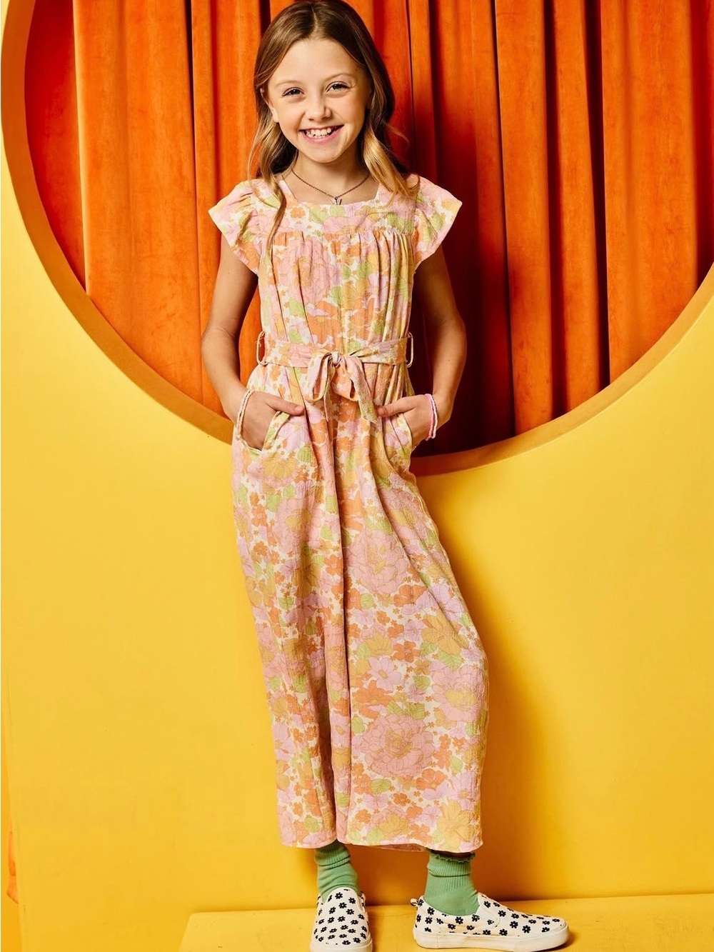 Hayden Girls Peach and Lilac Floral Dress